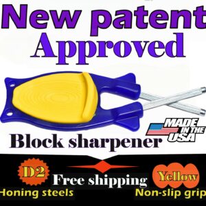 Limited edition. New patent Block knife sharpener, Sharpens and hones, Kitchen knives, Pocketknives, Scissors and much more.