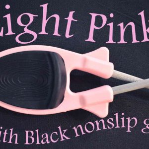 Pink Knife sharpener with Black nonslip thumb grip