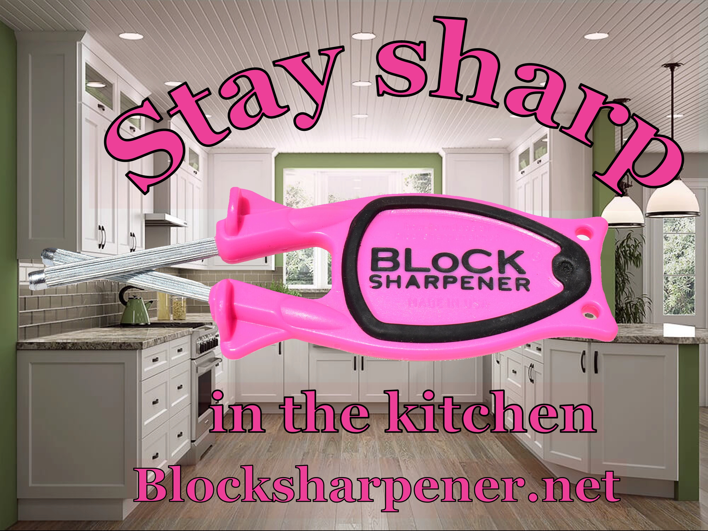 Pink kitchen knife sharpener