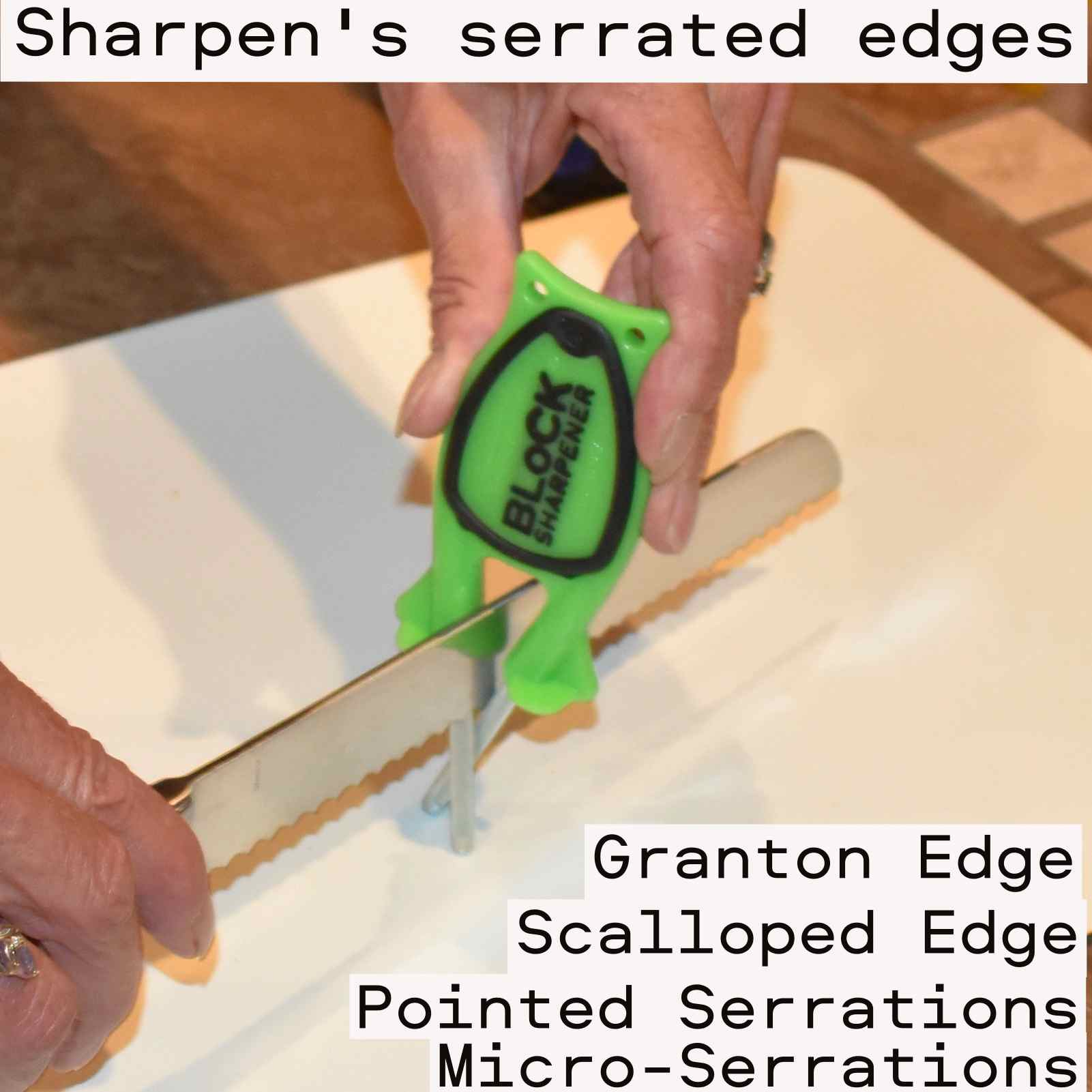 Garden tool sharpener and knife sharpening solution