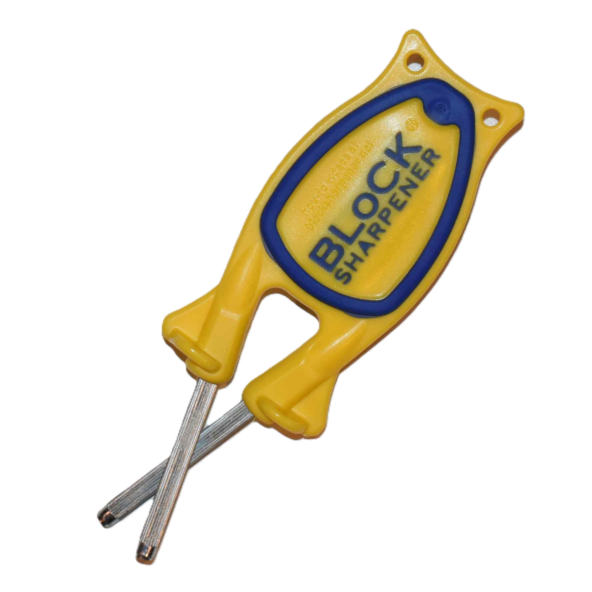 Yellow and blue grip Block knife sharpener showcased as premium gift ideas for chefs