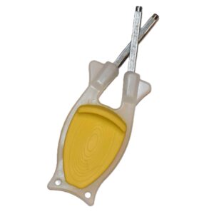 Glow in the dark camping knife sharpener with yellow non-slip thumb grip - bug out bag essential