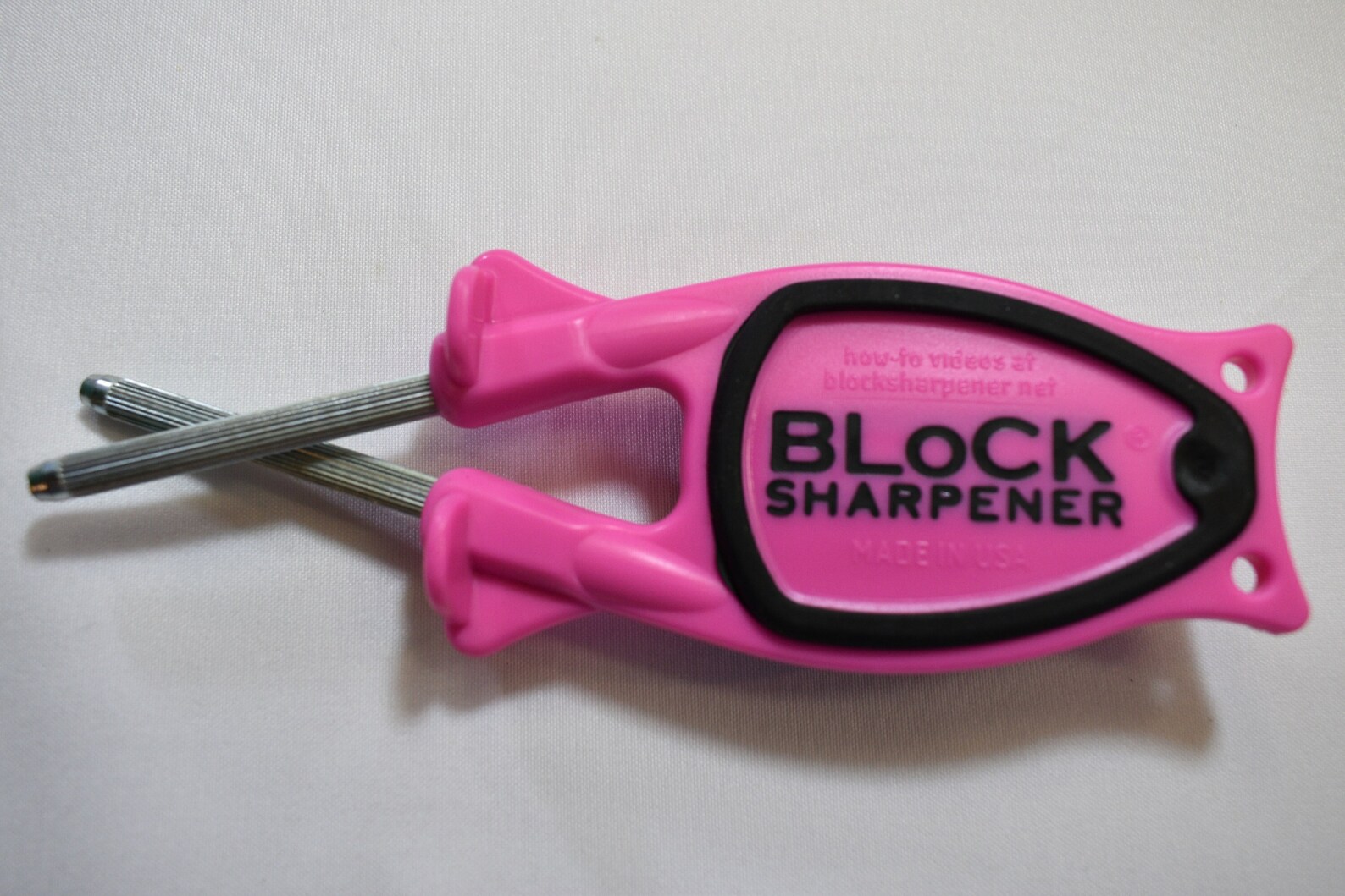 Hot Pink Knife Sharpener with Black nonslip Grip