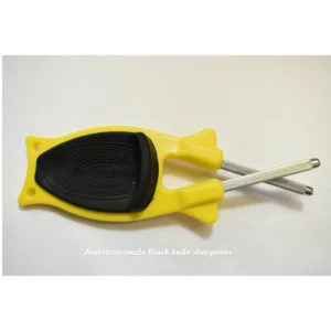 Yellow Knife Sharpener with Black nonslip thumb Grip