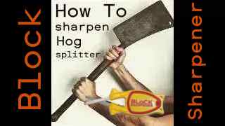 Using the hand-held Block sharpener to quickly hone a heavy kitchen cleaver blade.