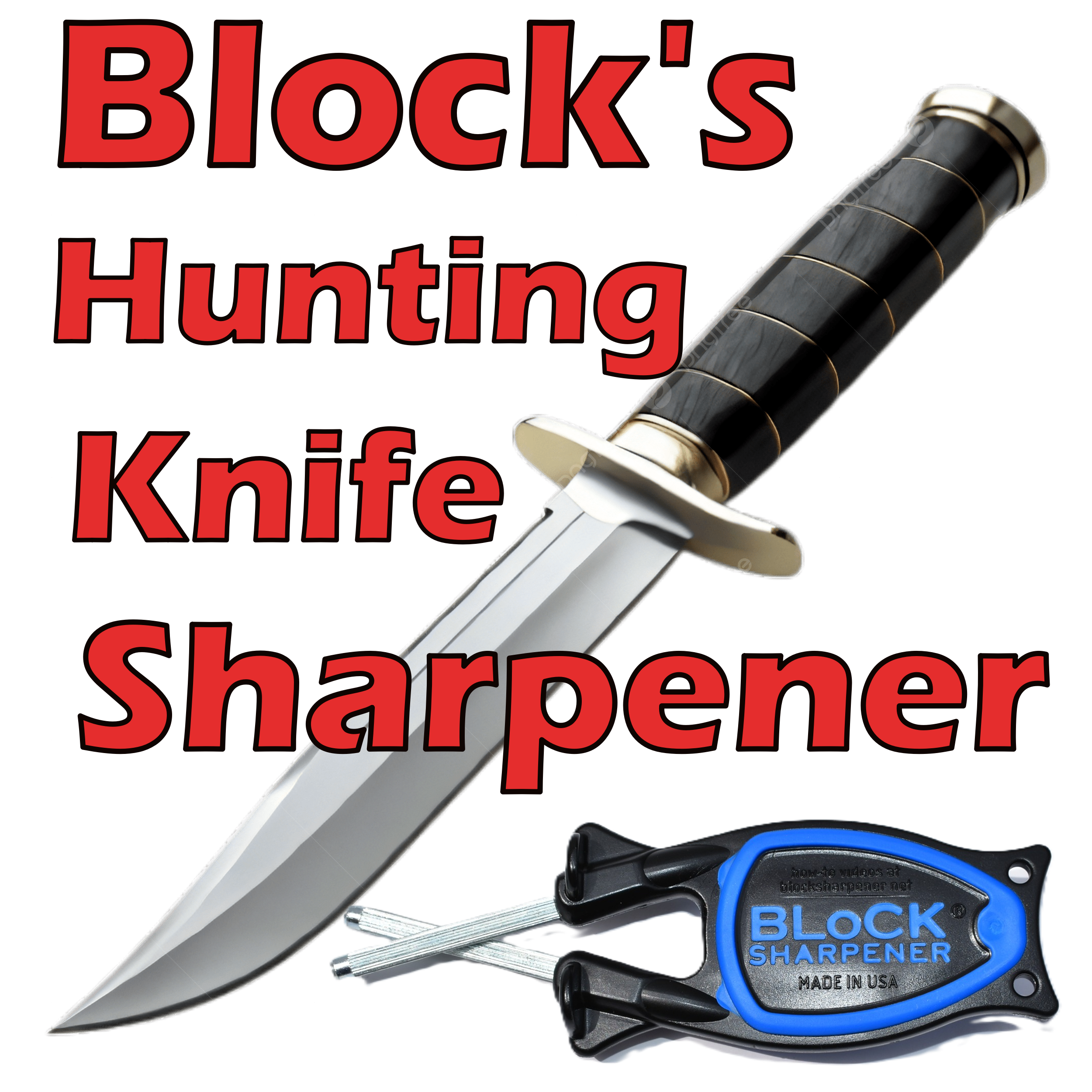 Heavy-duty Block sharpener restoring a razor edge on a rugged hunting knife in the field.