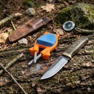 Using the Block sharpener freehand in the outdoors to sharpen a hunting knife.