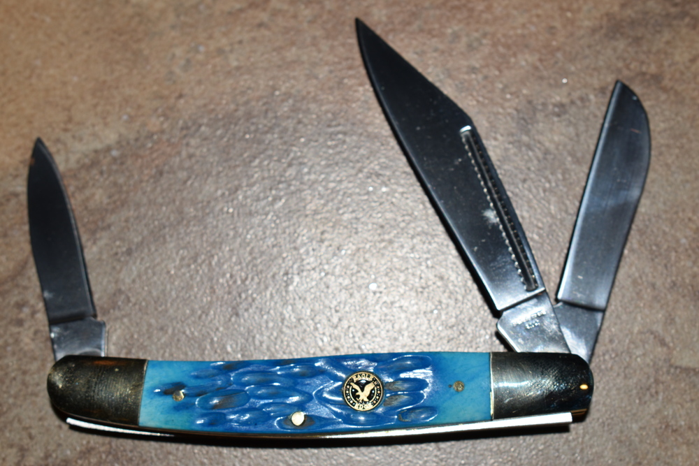 Blue bone Eagle edge Pocket knife