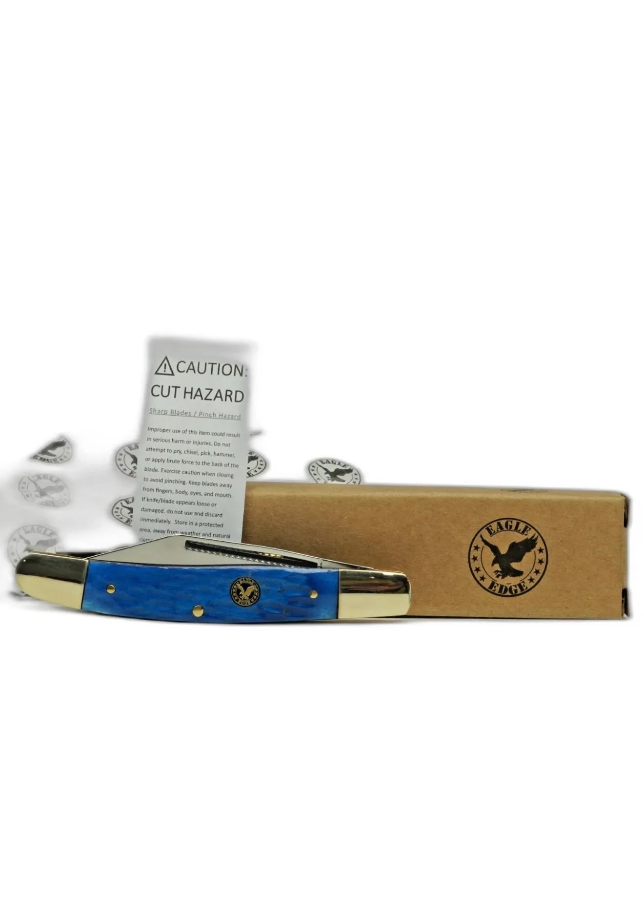 Blue bone eagle knife with 3 blades