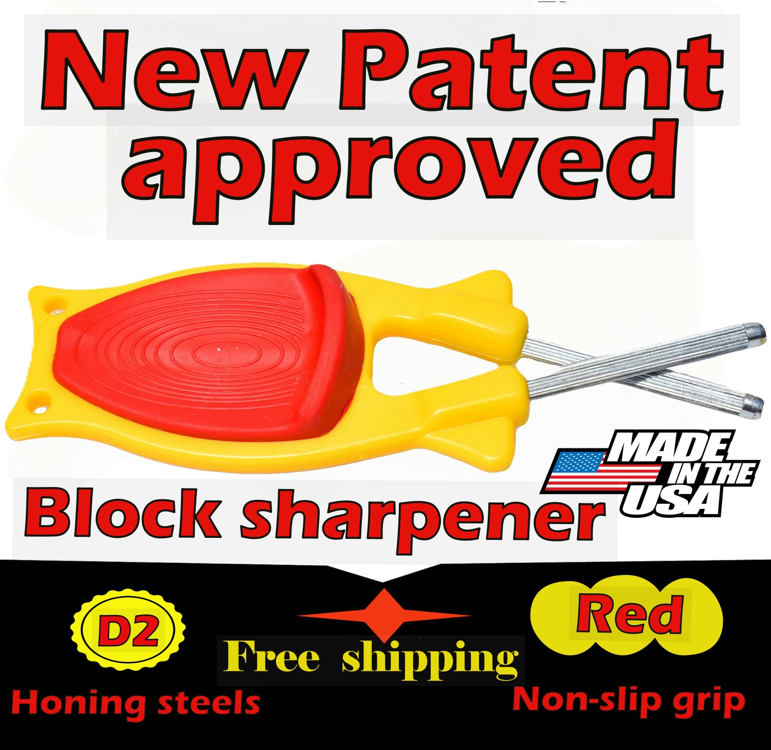Block Sharpener professional honing steel rod for kitchen knife edge maintenance.