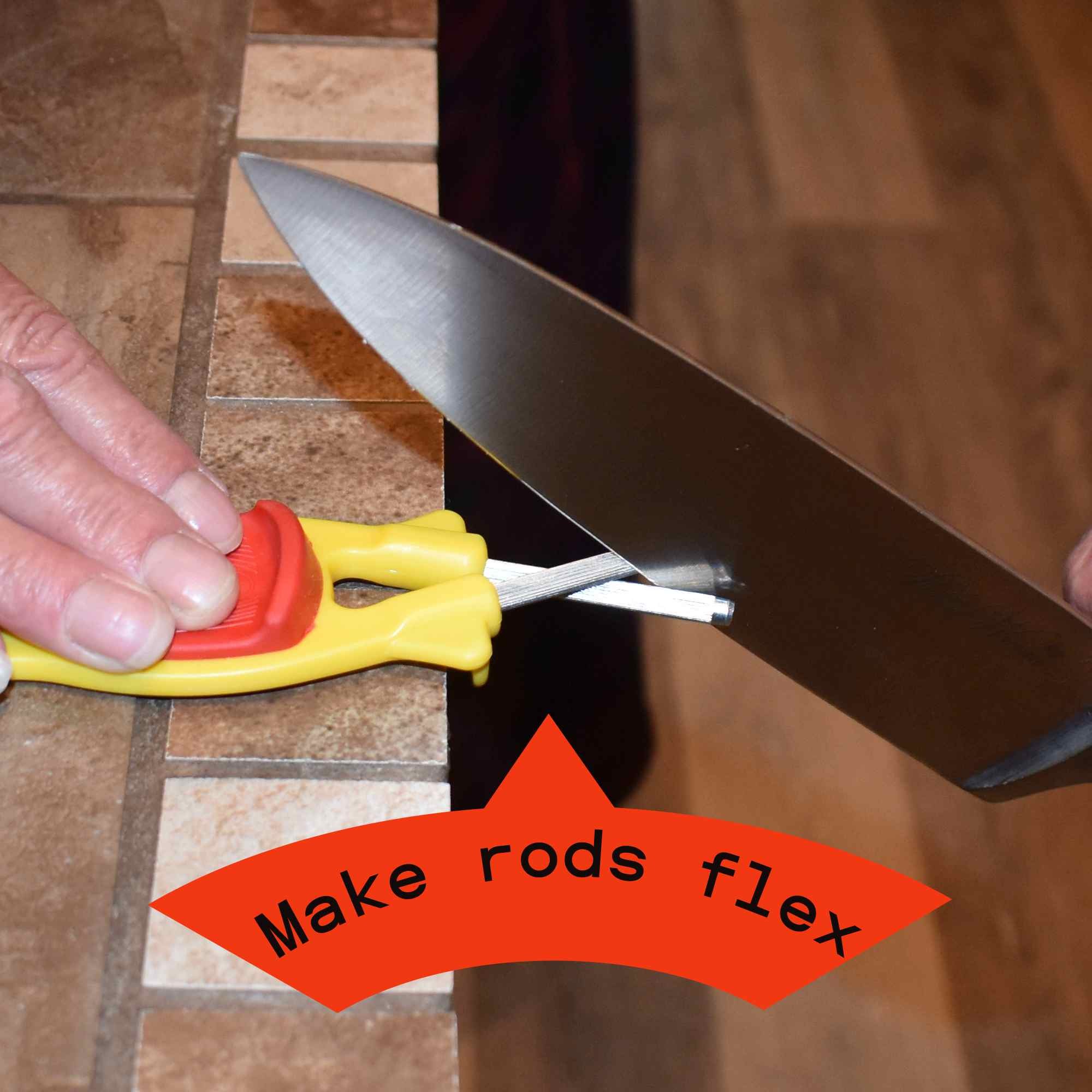 Yellow with red grip Block sharpener sharpening Chef knife