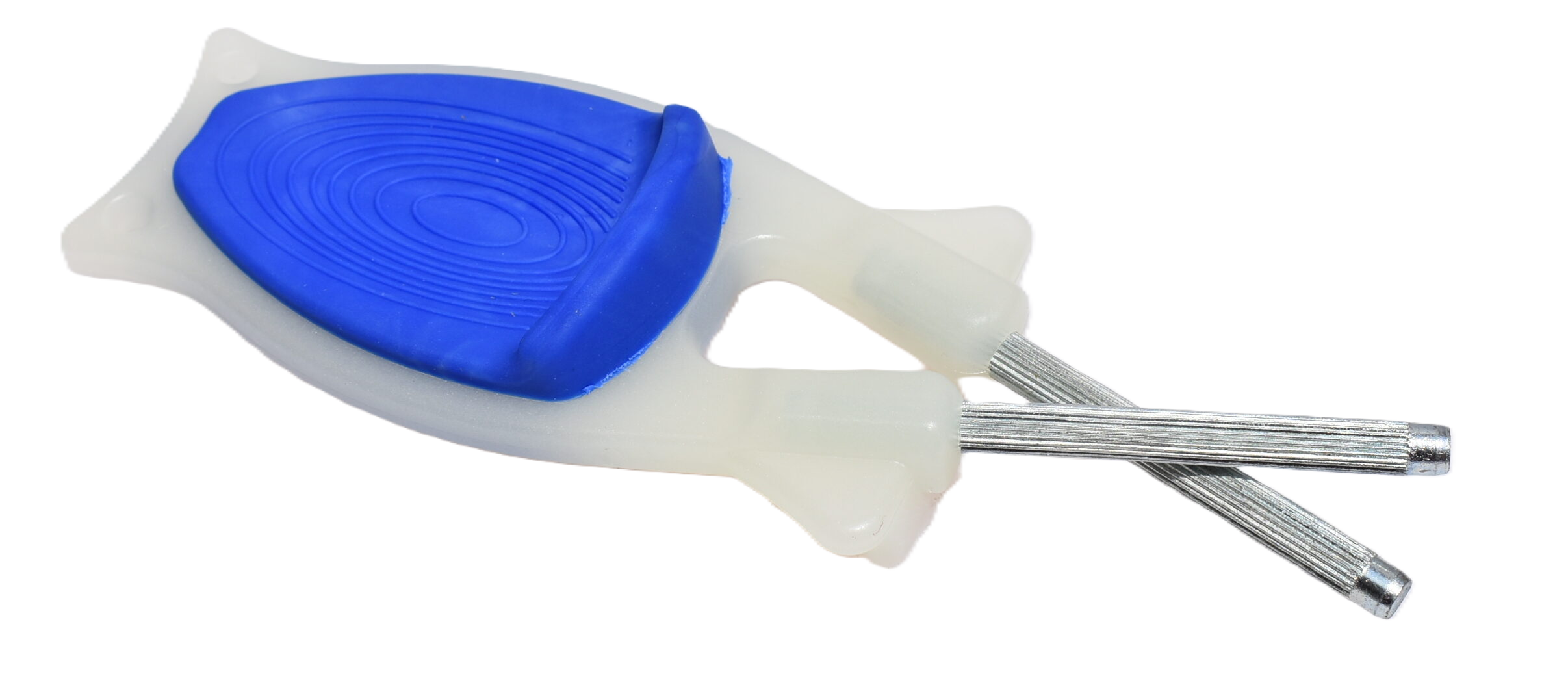 Outdoorsman knife sharpener that glows with Blue grip