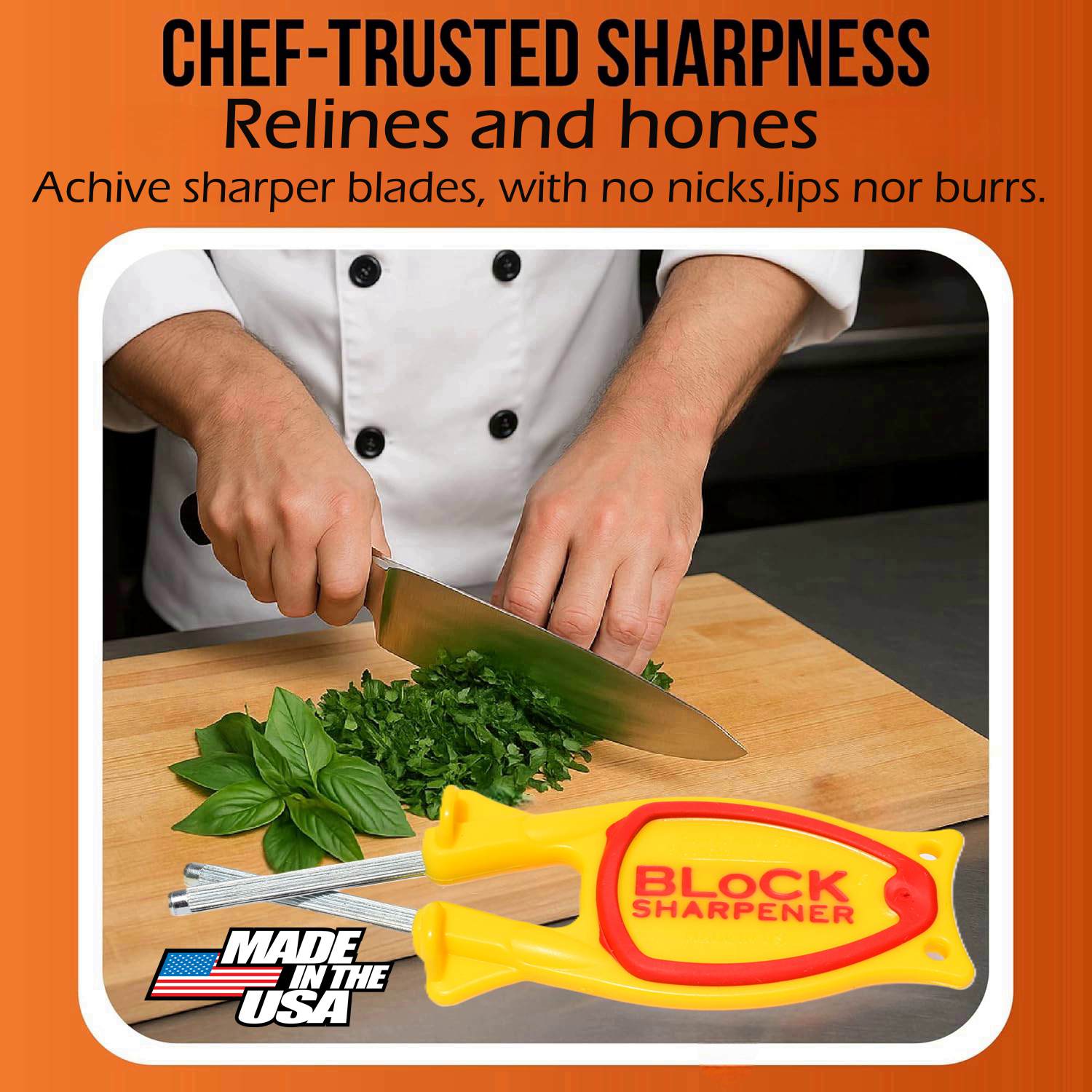 Ergonomic non-slip handle with a built-in safety guard for secure knife honing.