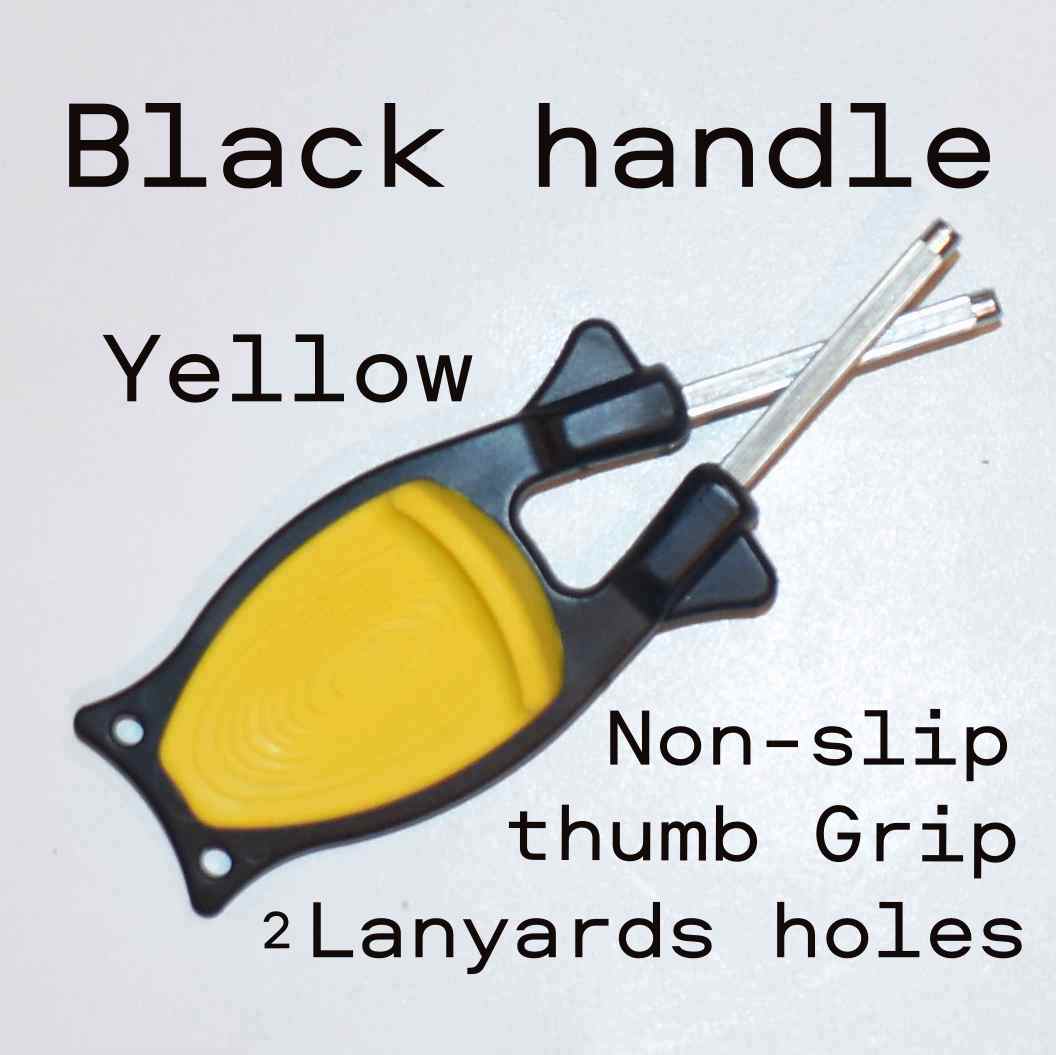 Black handle with Yellow nonslip thumb grip-Block knife sharpener