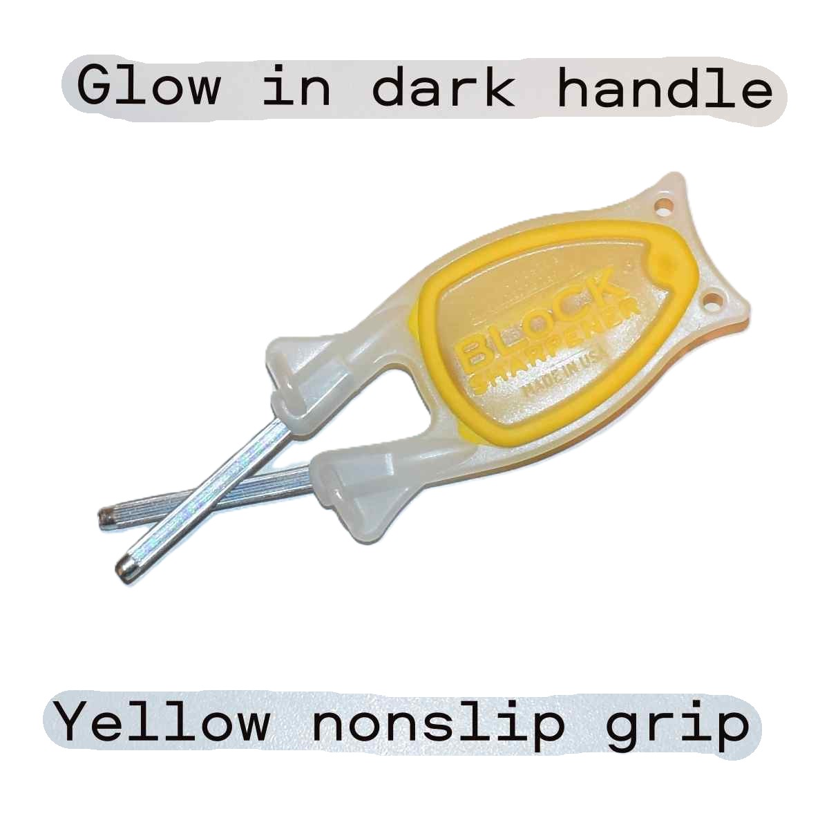 Glow in dark fishermen knife sharpener for outdoorsmen