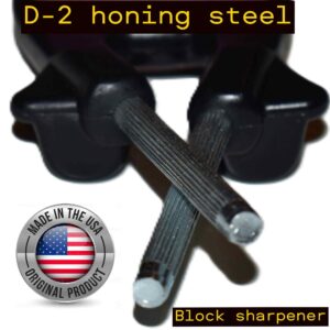 D-2 honing steels out the front of a Block knife sharpeners