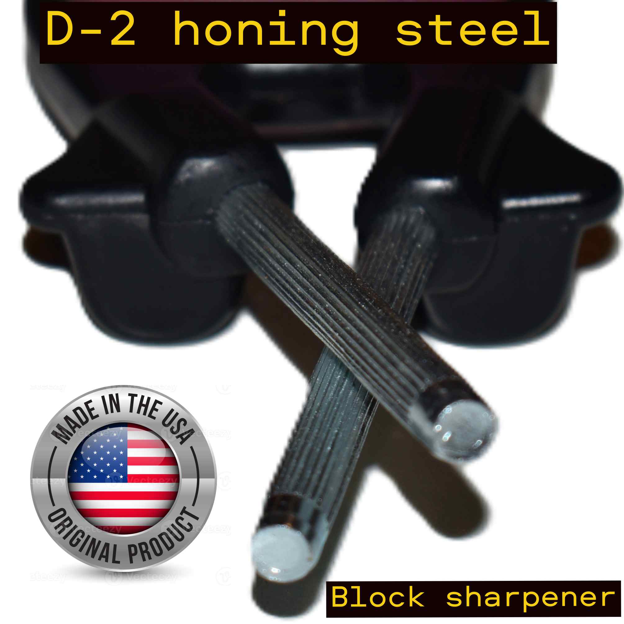 D-2 honing steels out the front of a Block sharpener
