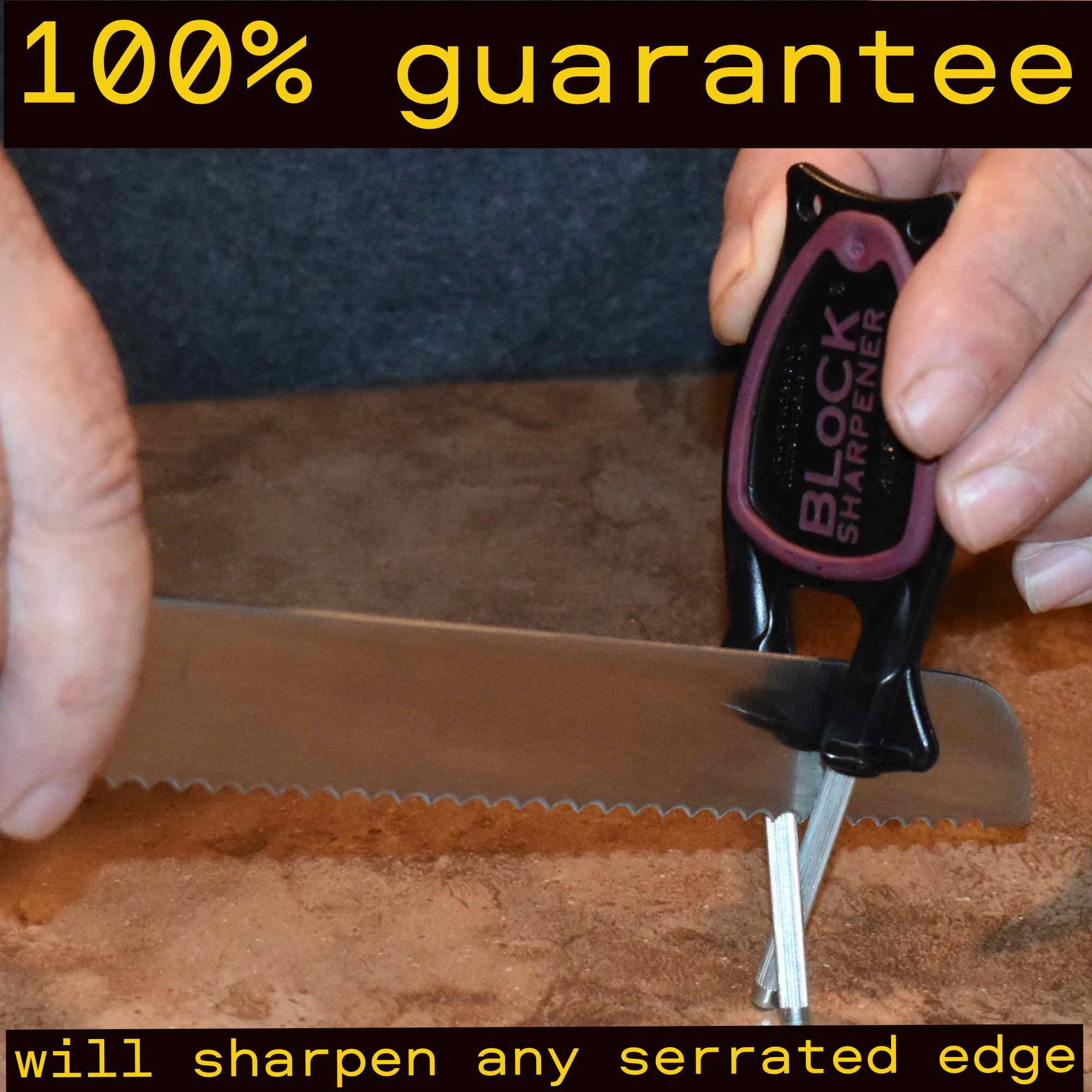 Block sharpener sharpening serrated edge kitchen knife