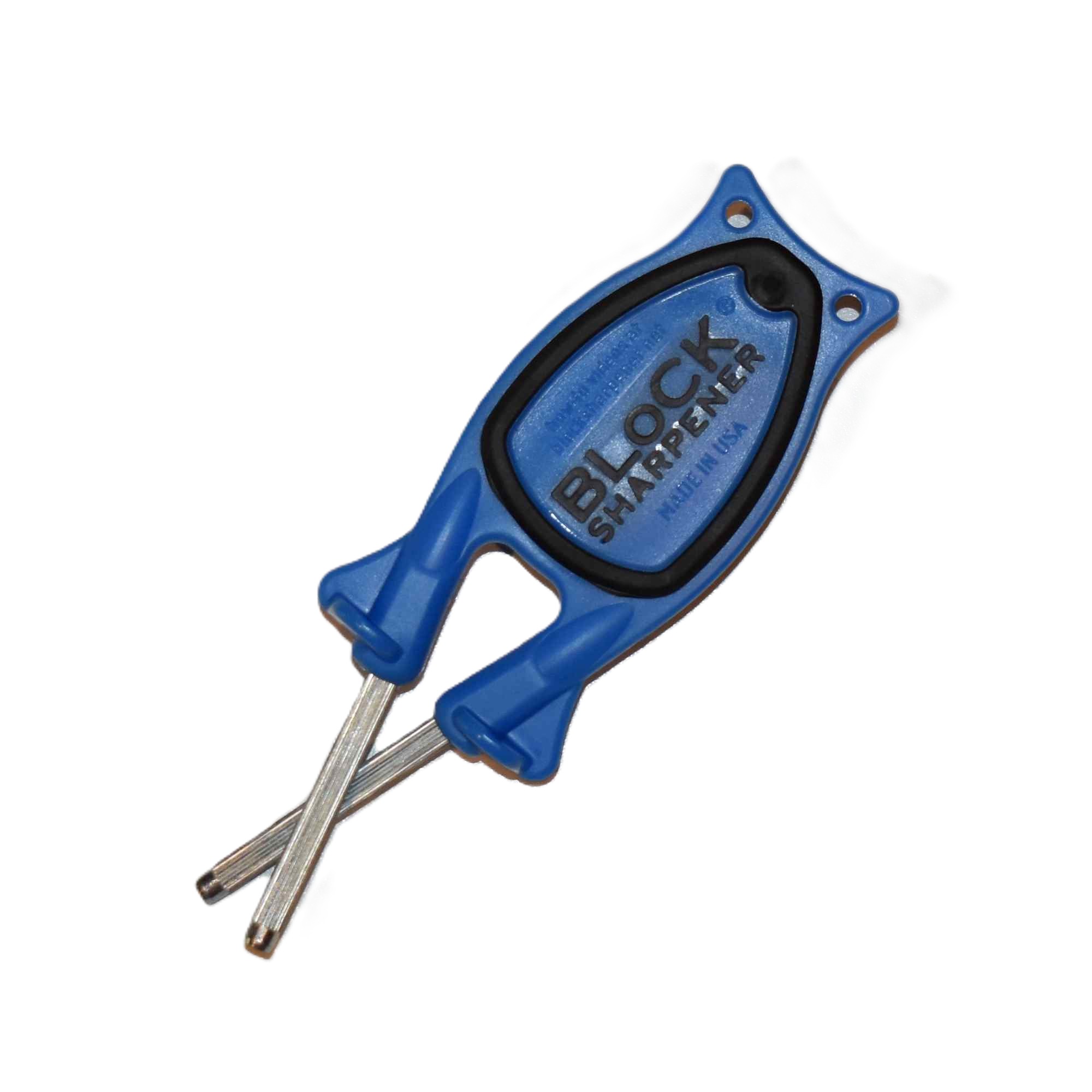 Bottom traction surface of the blue Block Pro Kitchen Knife Sharpener handle.