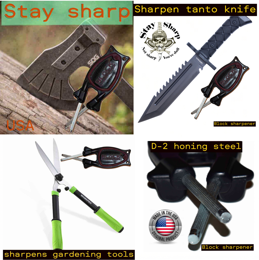 Muiti sharpener, sharpens Kitchen knives, hunting knife, hatchet and gardening tools