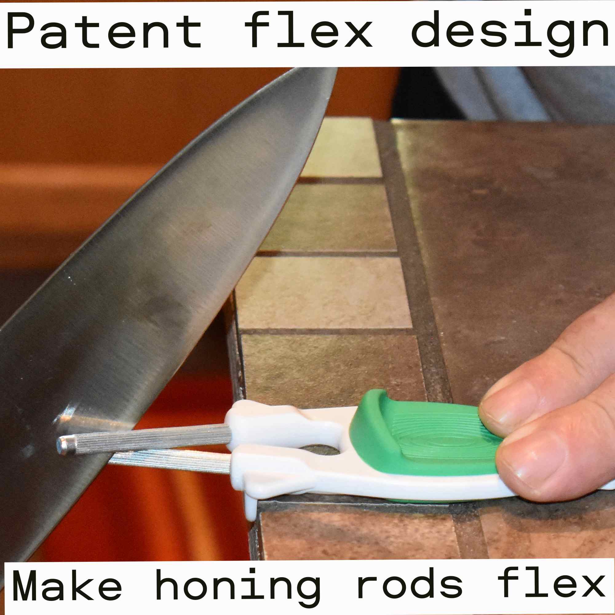 Professional chef knife sharpener sharpening a butcher knife.
