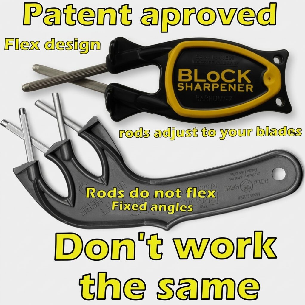 Block sharpener next to a Edge maker knife sharpener