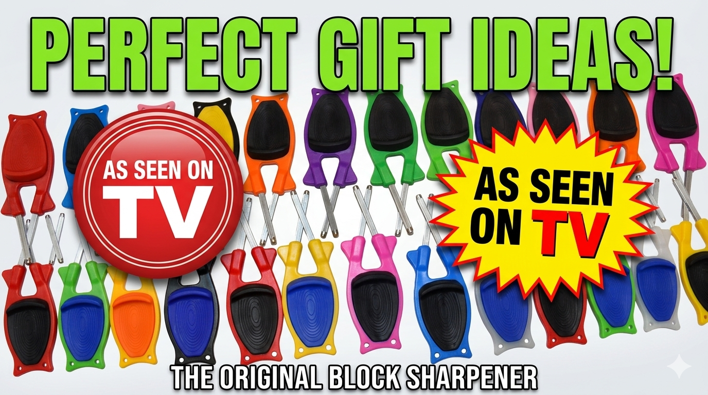 The Original Block Sharpener multi-color bundle lineup featuring As Seen on TV badges.